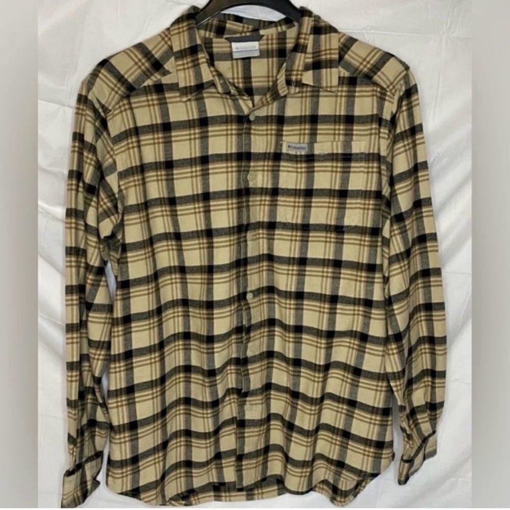 Men's Columbia Striped Flannel Long Sleeve Shirt Size L